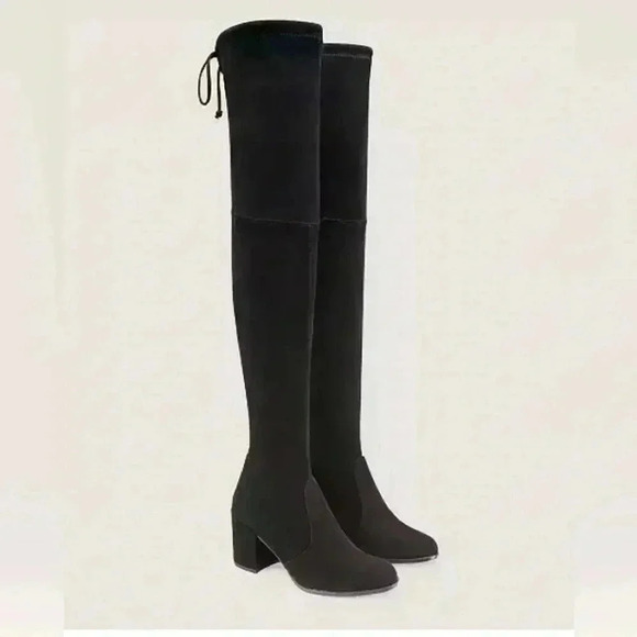 Stuart Weitzman Over The Knee Suede Boot Tieland Black Heeled - Picture 1 of 4